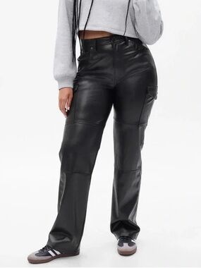GAP High Rise 90s Loose Vegan Leather Cargo Pants